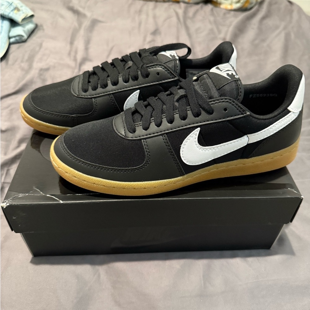Nike Black & White Turf Trainers with Gum Sole